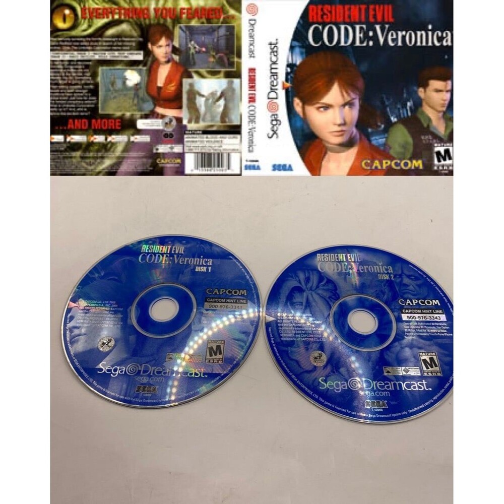Resident Evil -- CODE: Veronica (Sega Dreamcast, 2000) Discs Only! Tested Works!